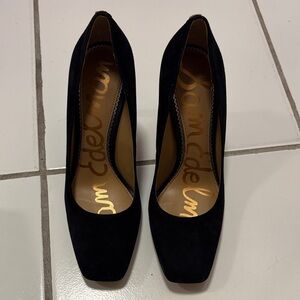 Sam Edelman Black Suede Square-Toe Pump
